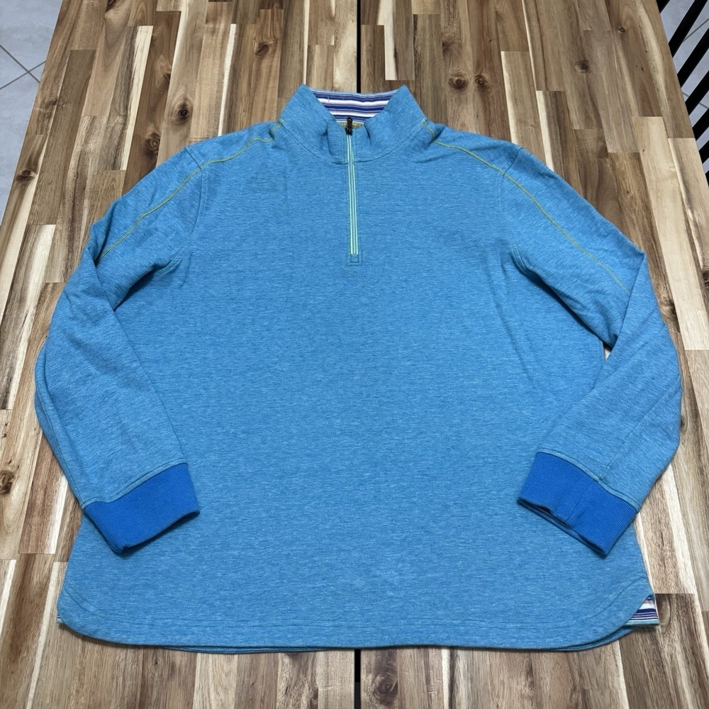 Robert Graham Pullover Mens 3XL Blue‎ Slim 1/4 Zip Designer Preppy Fleece